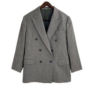 Vintage Polo by Ralph Lauren Brown Double Breasted Checkered Blazer Womens 20R